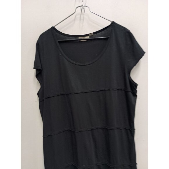 ICantoo Womens T-Shirt Dress Large Black Minimalist Capsule Midi Cap Sleeve - Picture 2 of 9